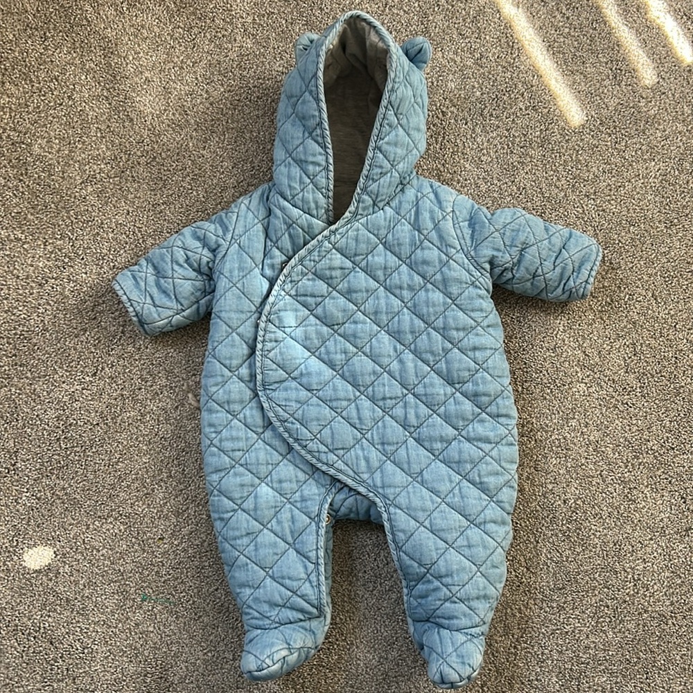 babyGap Quilted Chambray Bear One-Piece 0-3 Months